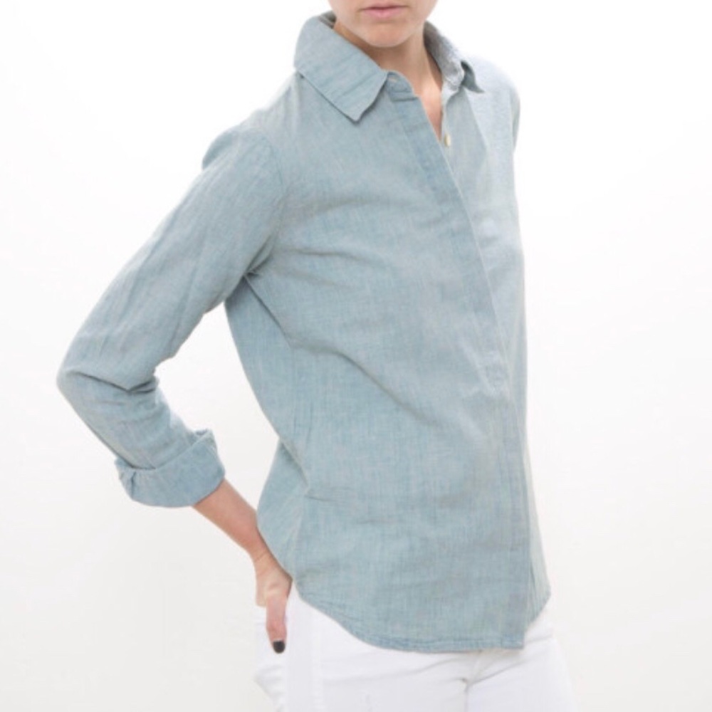 FRAME Amalfi Linen Blend Chambray Shirt